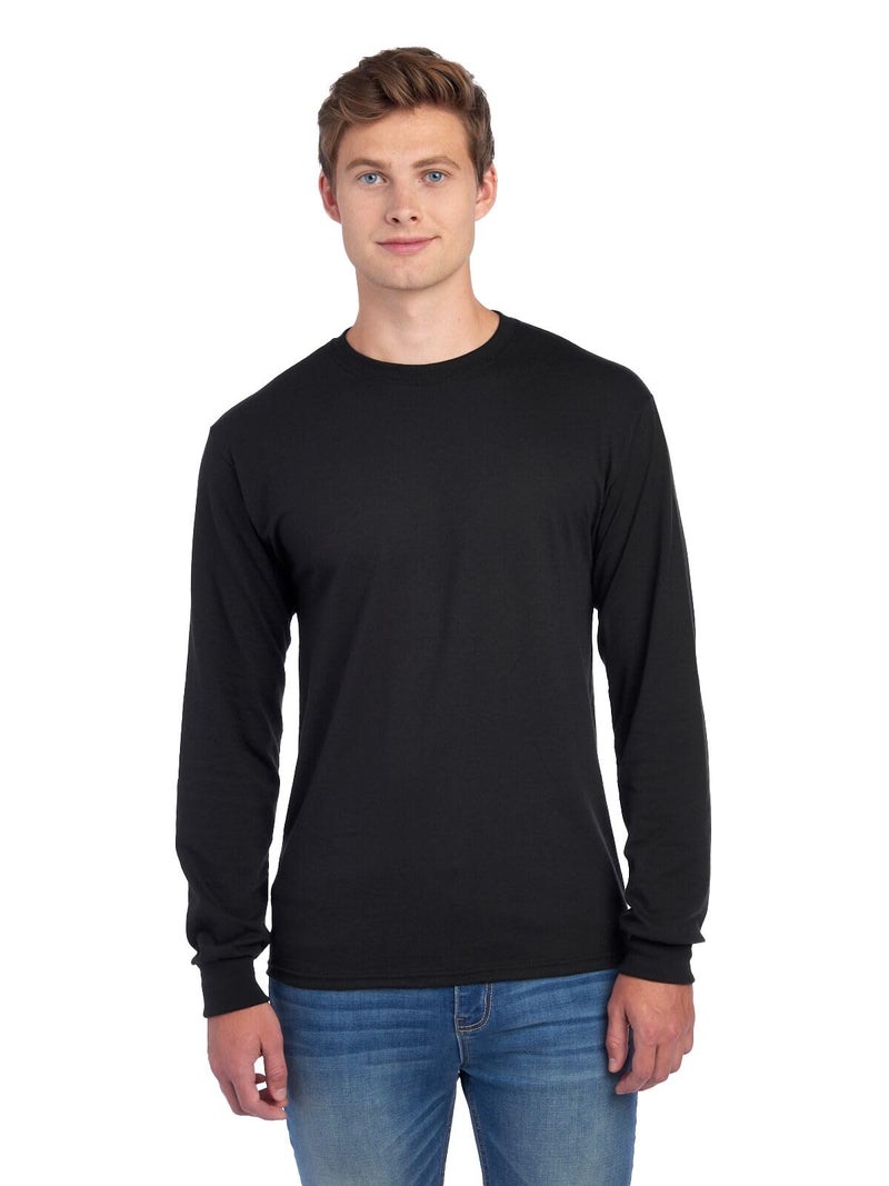 Jerzees Men's Dri-Power Cotton Blend Long Sleeve Tees, Moisture Wicking, Odor Protection, UPF 30+, Sizes S-3X, Black, XX-Large - Image 1
